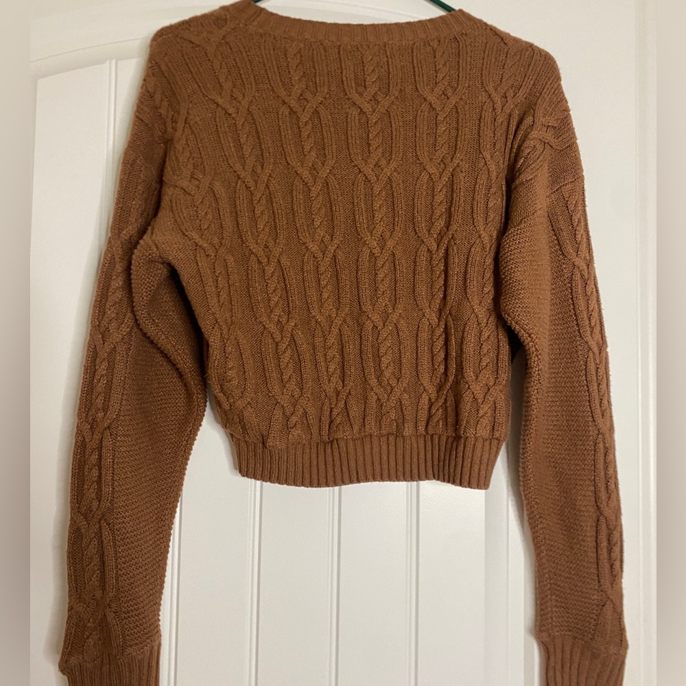 Cropped L.A. Hearts knit sweater in brown